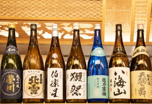 蔵元からの選りすぐりの日本酒（各種1合650円税別～）