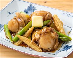 帆立貝とアスパラのバター焦がし醤油焼き｜日本海庄やグランドメニュー